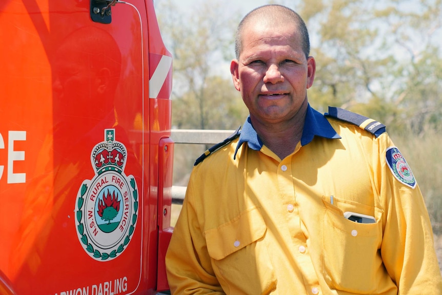Former shearer Dale Barker leads Bourke's new Indigenous firefighting recruits.