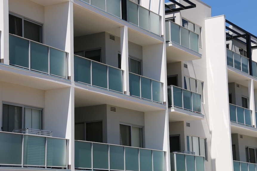 A close up of apartment balconies.