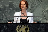 Prime Minister Julia Gillard speaks at the United Nations General Assembly in New York City.