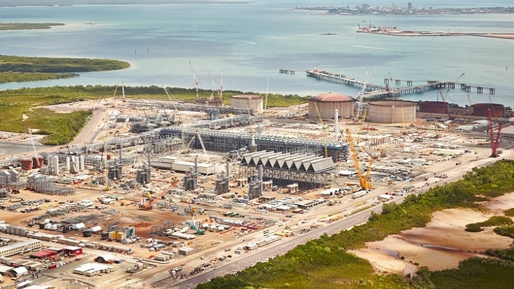 INPEX's Ichthys LNG project, as seen from the air.