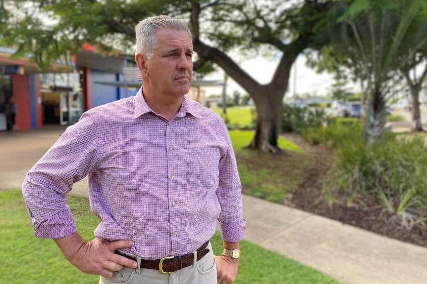 Liberal National Party MP for Burdekin Dale Last, who has grey hair and a trim build, wearing a pink shirt 