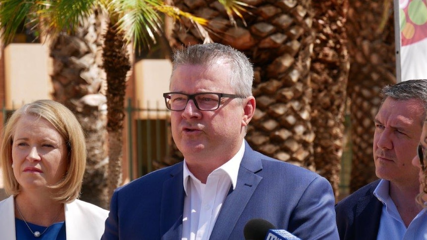 Newly appointed NT Police Commissioner Jamie Chalker speaks at a press conference in Alice Springs, October 31, 2019.