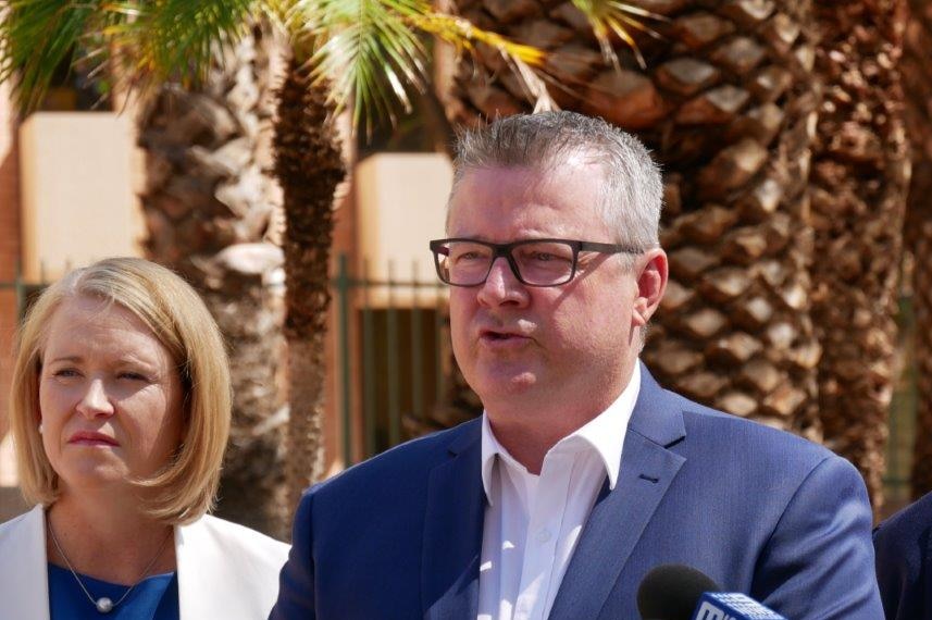 Newly appointed NT Police Commissioner Jamie Chalker speaks at a press conference in Alice Springs, October 31, 2019.