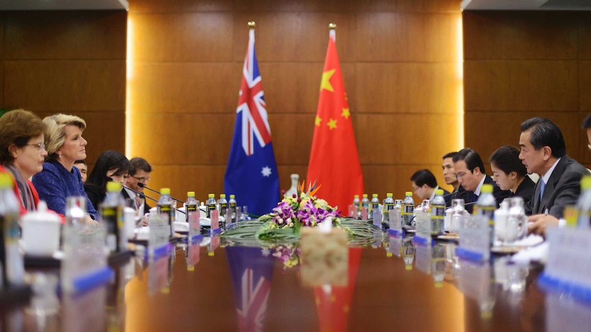 Australia's Foreign Minister Julie Bishop meets with China's Foreign Minister Wang Yi