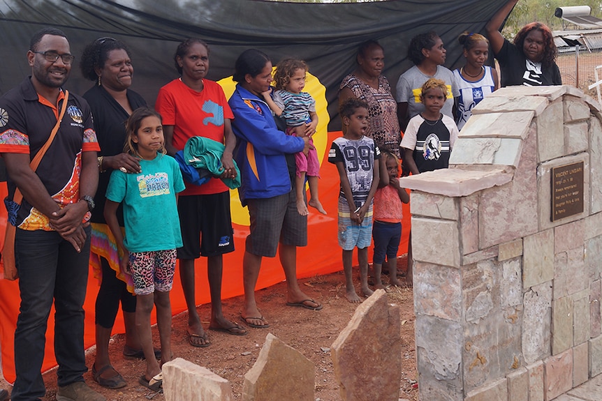 Mabo and Lingiari family members at Vincent Lingiari's grave.