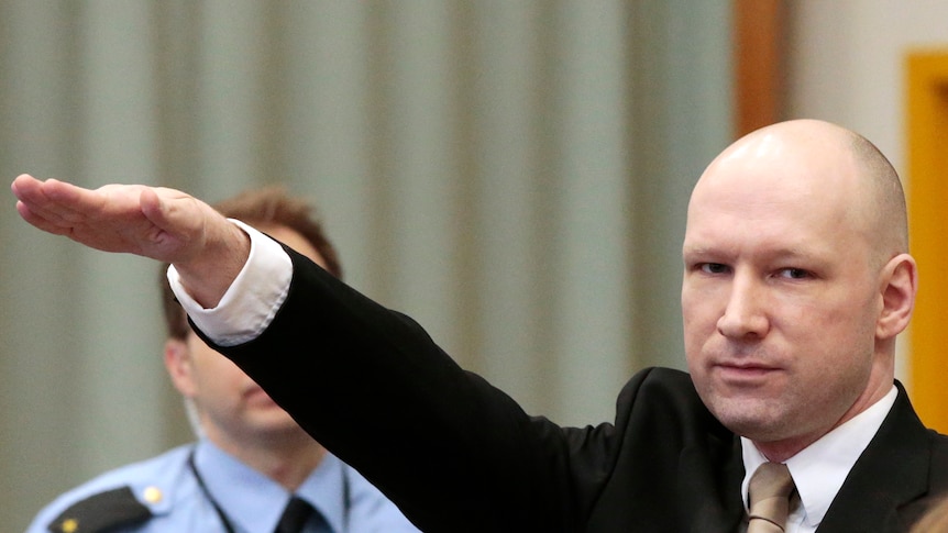 Anders Breivik gives Nazi salute during court appearance in Norway