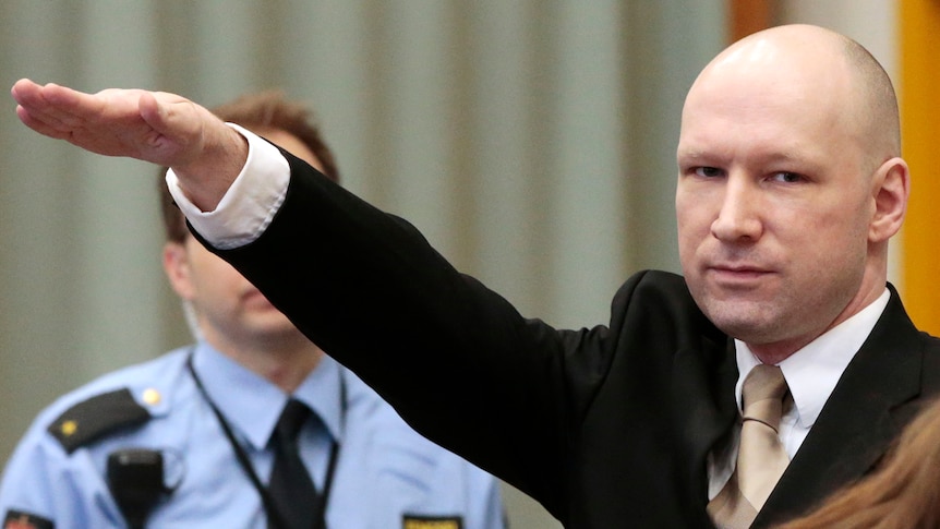 Anders Breivik gives Nazi salute during court appearance in Norway