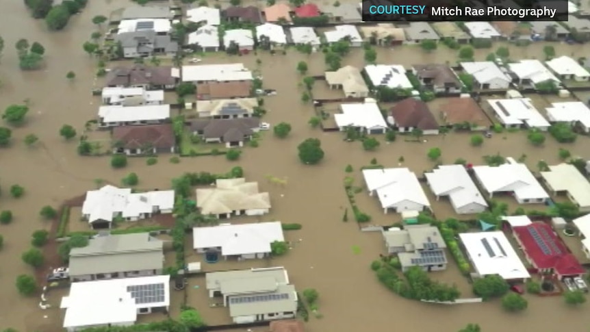 Drone footage showing flooding in the suburb of Idalia