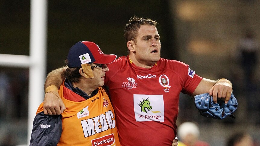 Injury blow ... James Horwill leaves the field against the Brumbies last May