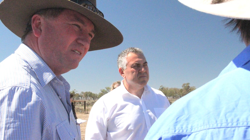 Barnaby Joyce takes the Treasurer into the dry