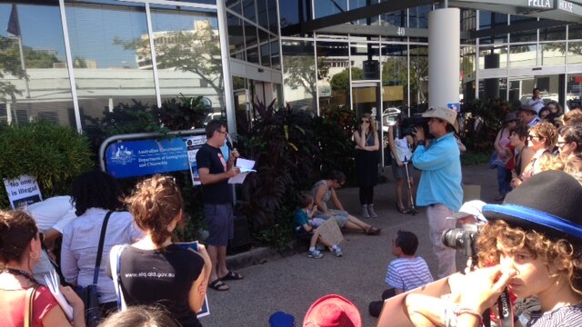 Protestors outside the Darwin Immigration Department
