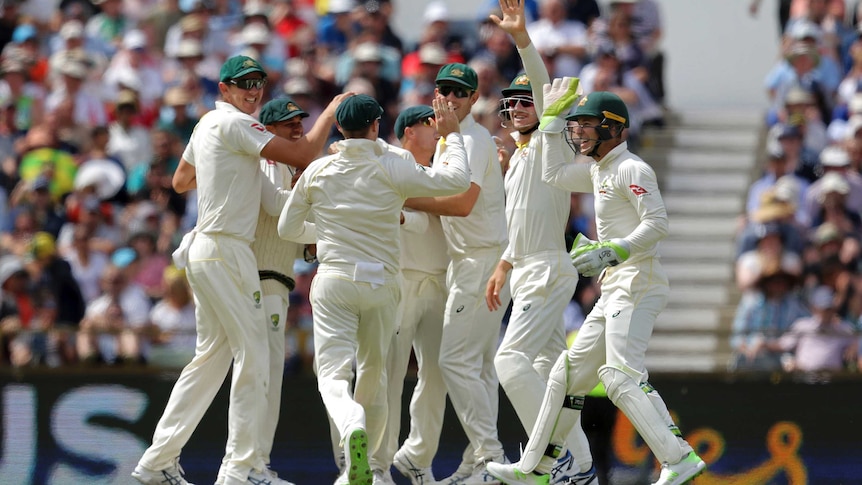 Australia celebrates Joe Root's dismissal