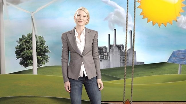 Cate Blanchett in the 'say yes' to a carbon price advert.