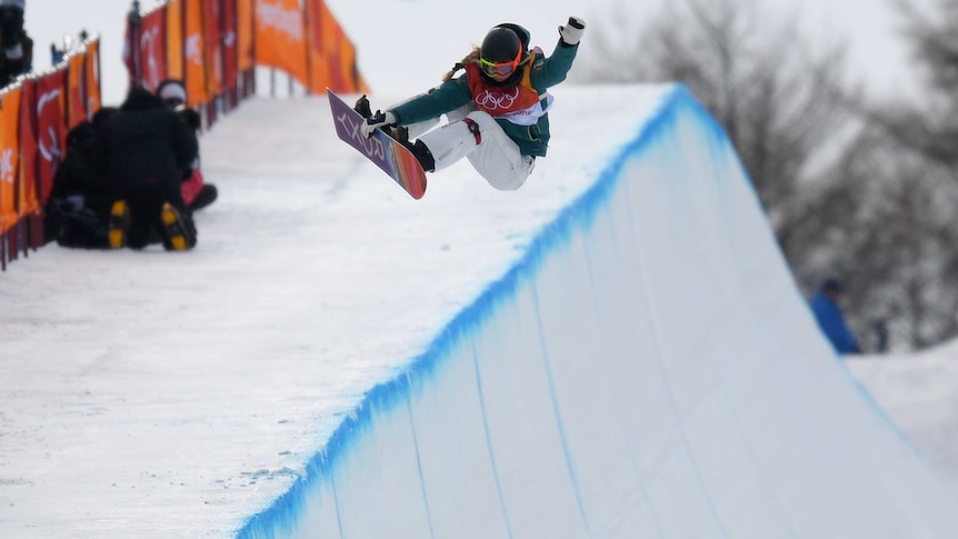 Australia's Emily Arthur competes in women's Halfpipe Qualifiers at the Pyeongchang Winter Olympics.