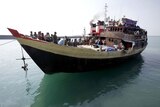 Asylum boat in Indonesian harbour