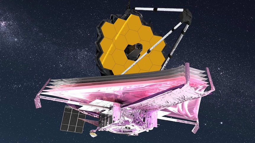 An artist's impression of the James Webb Telescope in space.