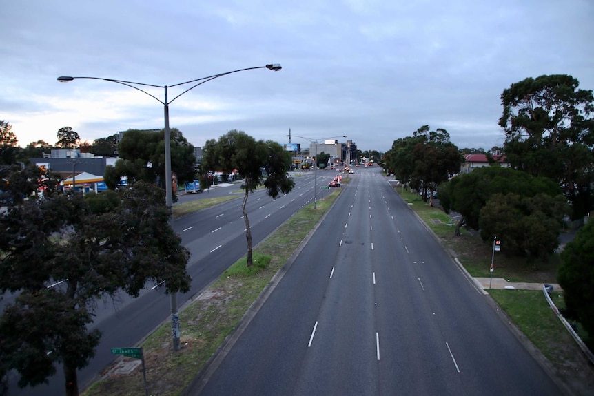 An empty street in the morning.