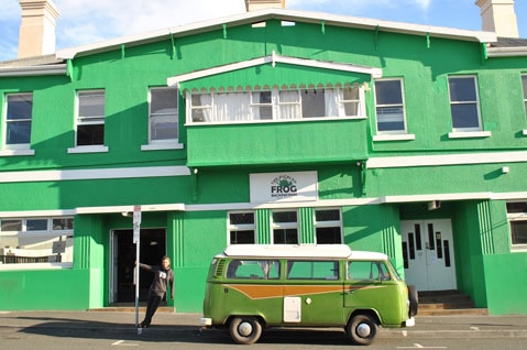 Exterior of The Pickled Frog backpacker hostel in Hobart.