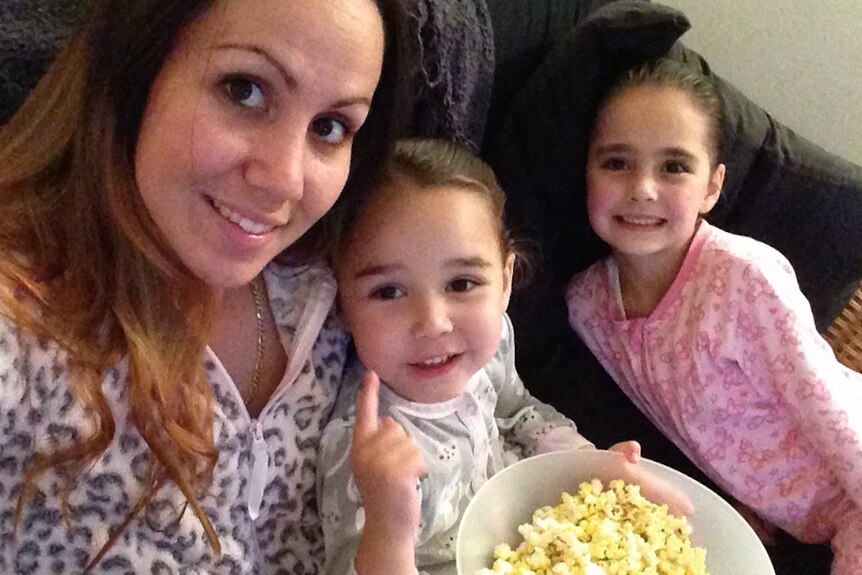 Amy and girls popcorn