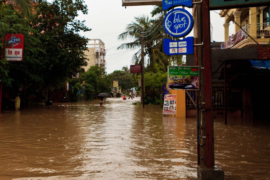 A flooded street in Siem Reap in late September, 2011.