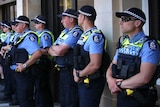 Police form a line at WA's parliament house
