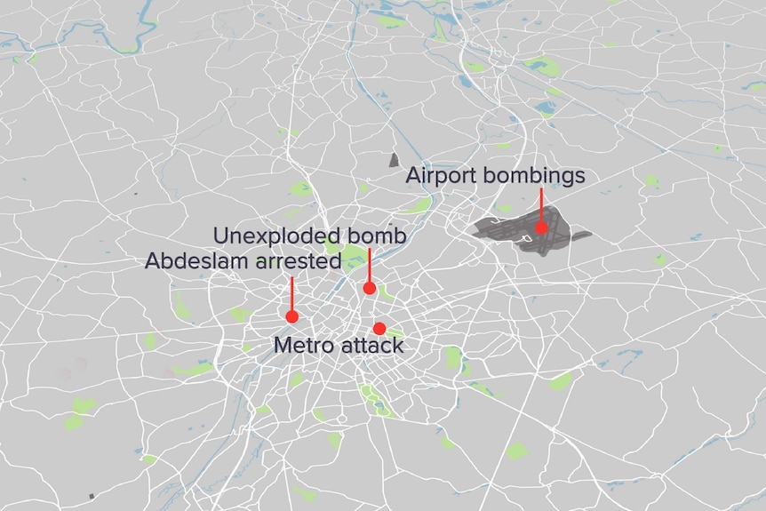 Map of the two Brussels attack sites