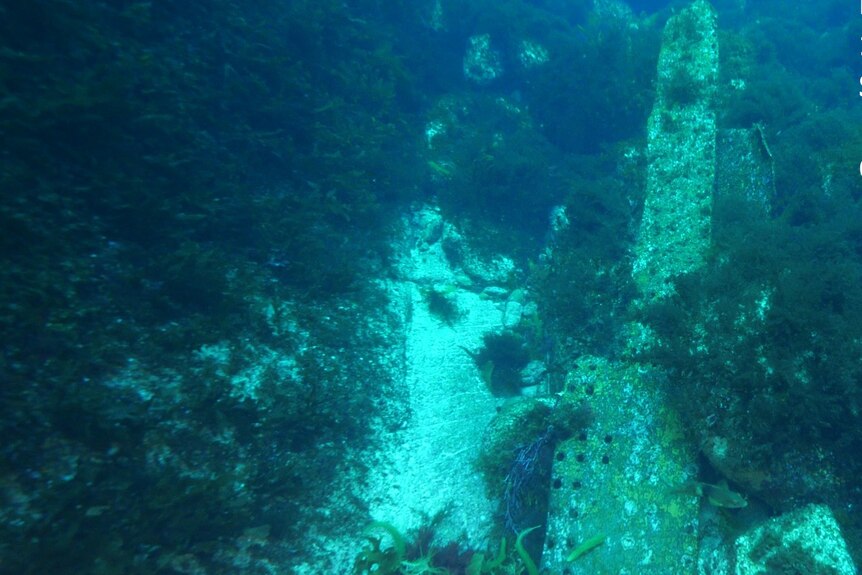 Ship wreckage underwater