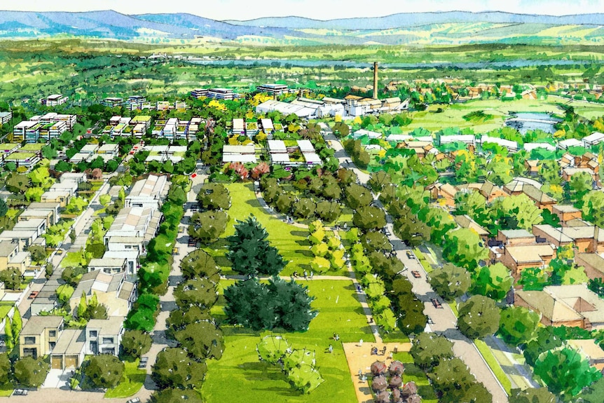 Westridge Park will be an 80m wide buffer between older houses and the new multi-storey apartments.