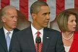 Joe Wilson (unseen) called out 'you lie' during Barack Obama's speech.