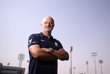 Graham Arnold at the Socceroos' training ground in Doha, Qatar