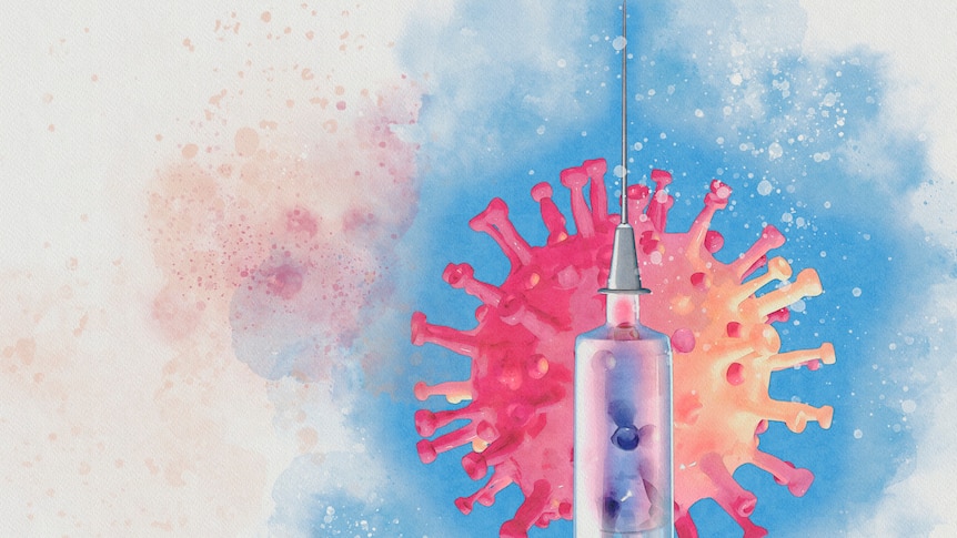 Illustration of a needle and coronavirus