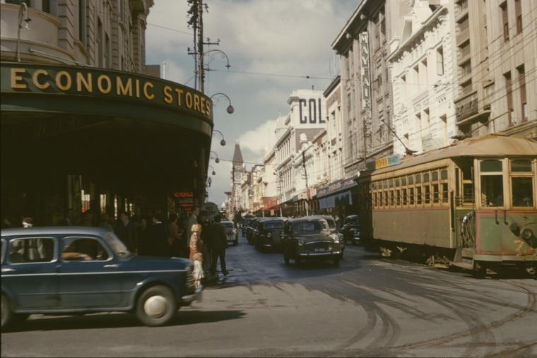 Tram on Perth street, 1955