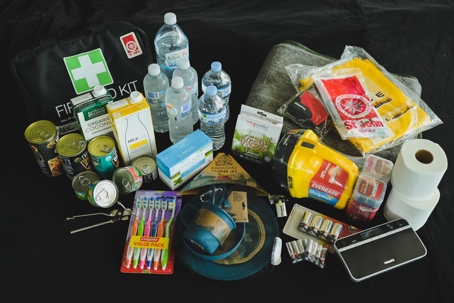 A whole bunch of stuff to use in an emergency.