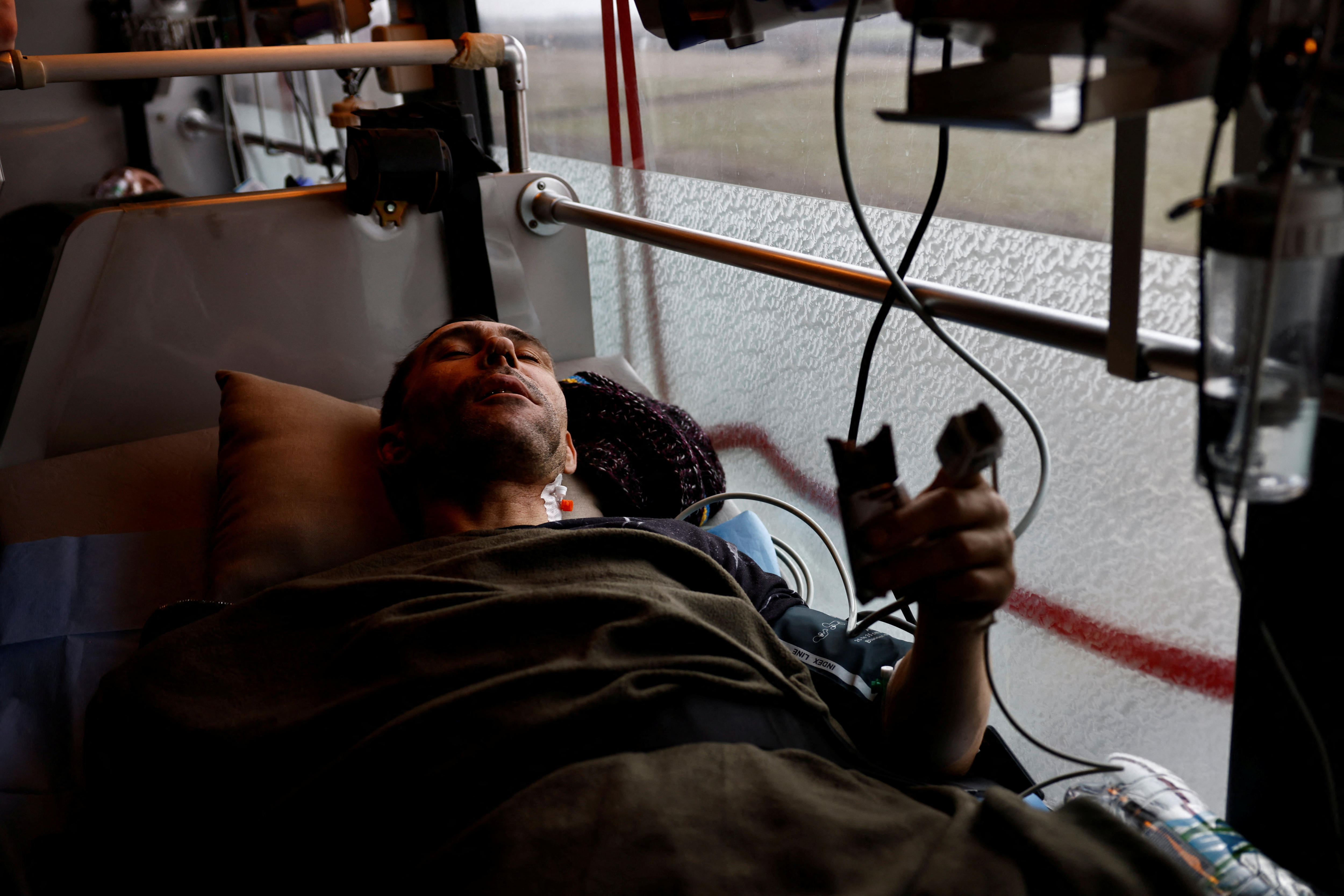 Wounded Ukrainian soldier