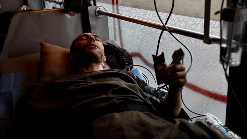 Wounded Ukrainian soldier