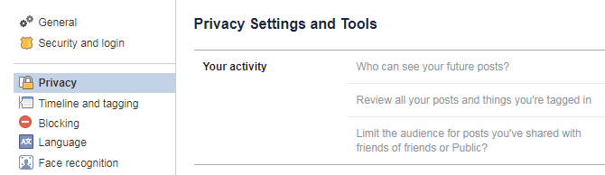 A screenshot of Facebook's settings page, showing a badge and lock symbol.