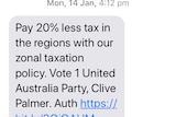 Text sent to voters from the United Australia Party