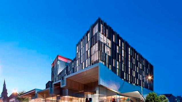 Architects image of the University of Tasmania's student accommodation for central Hobart.