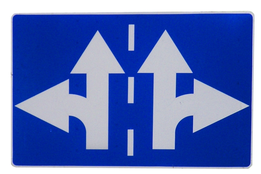 Road sign: left, right or straight ahead?
