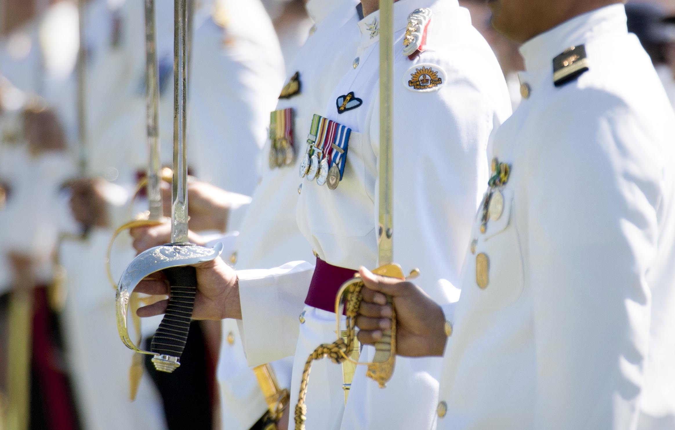Officer graduates on parade.