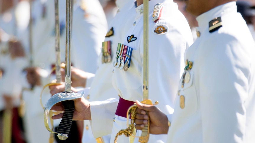 Officer graduates on parade.