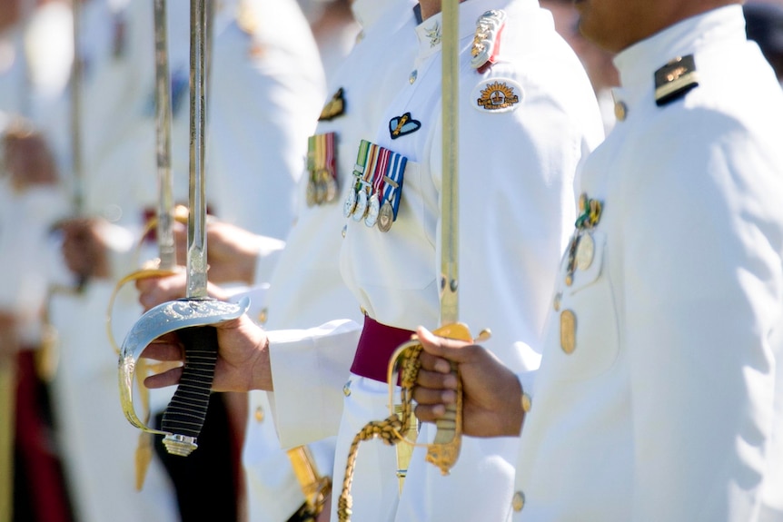 Officer Cadets on parade at ADFA.