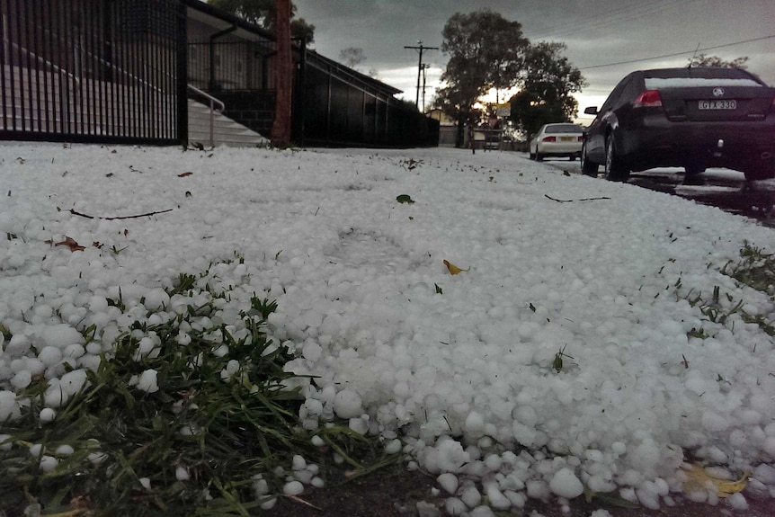 Hail stones of various sizes at Rooty Hill
