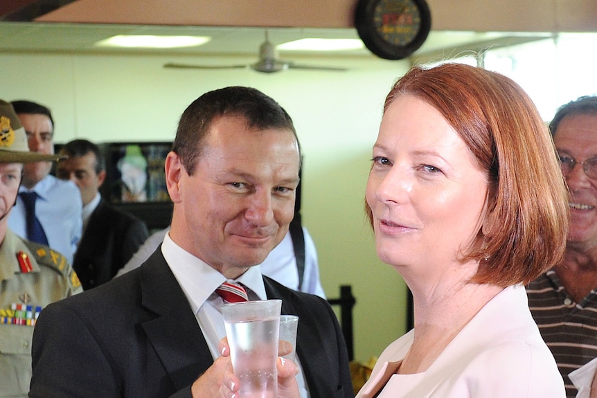 Graham Perrett and Julia Gillard (AAP)