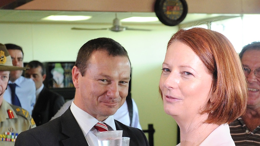 Graham Perrett and Julia Gillard (AAP)