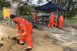 SES crews setting up sandbag station at Coffs Harbour
