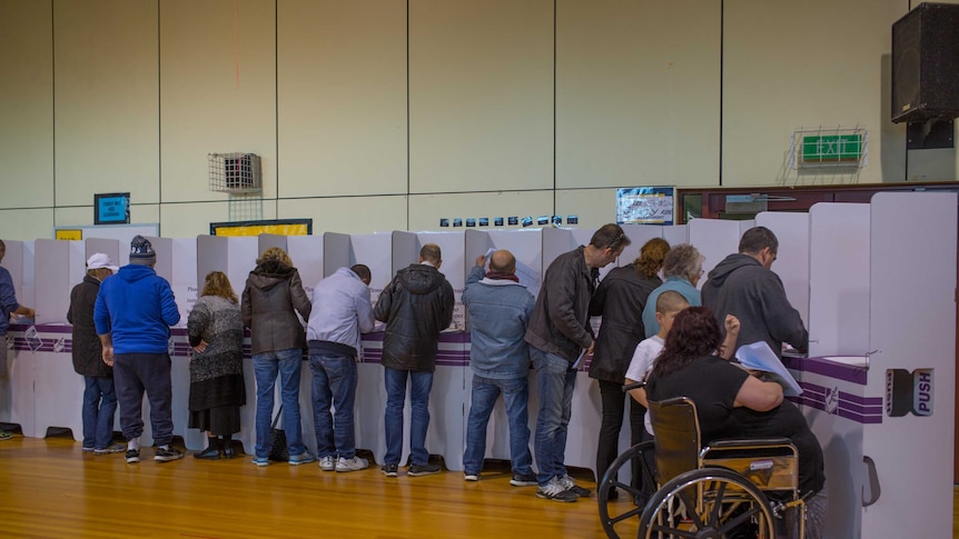 People lined up at polling booths