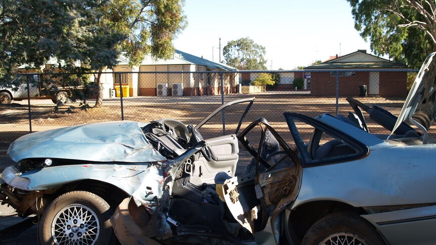 The car was found smashed into a tree 15 km east of Wagin