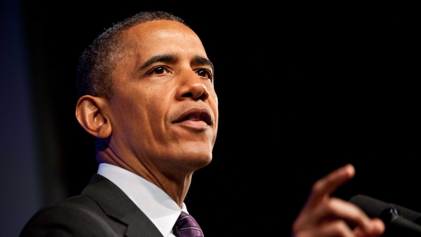 Obama speaking in Washington DC