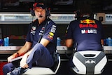 Red Bull F1 chief technical officer Adrian Newey on the pit wall in the Netherlands